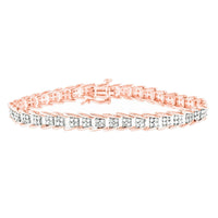 .925 Sterling Silver 2.0 Cttw Diamond Fan-Shaped Fancy Chevron Link Tennis Bracelet