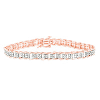 .925 Sterling Silver 2.0 Cttw Diamond Fan-Shaped Fancy Chevron Link Tennis Bracelet