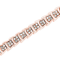.925 Sterling Silver 2.0 Cttw Diamond Fan-Shaped Fancy Chevron Link Tennis Bracelet