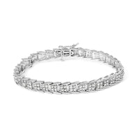 10k White Gold 2 cttw Diamond Fan-Shaped Link Tennis Bracelet (I-J Clarity, I3 Color) - Size 7.25