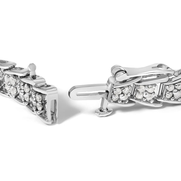 10k White Gold 2 cttw Diamond Fan-Shaped Link Tennis Bracelet (I-J Clarity, I3 Color) - Size 7.25