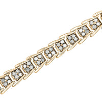 .925 Sterling Silver 2.0 Cttw Diamond Fan-Shaped Fancy Chevron Link Tennis Bracelet