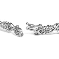 .925 Sterling Silver 1-1/2 Cttw Diamond Cluster X Link 7