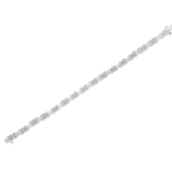 .925 Sterling Silver 1-1/2 Cttw Diamond Cluster X Link 7