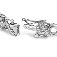 Sterling Silver Rose-Cut Diamond Love Locks Link Bracelet (1.00cttw,I-J color,I3-Promo clarity)-1