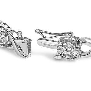 Sterling Silver Rose-Cut Diamond Love Locks Link Bracelet (1.00cttw,I-J color,I3-Promo clarity)-1