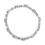 Sterling Silver Rose-Cut Diamond Love Locks Link Bracelet (1.00cttw,I-J color,I3-Promo clarity)-3 thumbnail 4