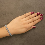Sterling Silver Rose-Cut Diamond Love Locks Link Bracelet (1.00cttw,I-J color,I3-Promo clarity)-2 thumbnail 3