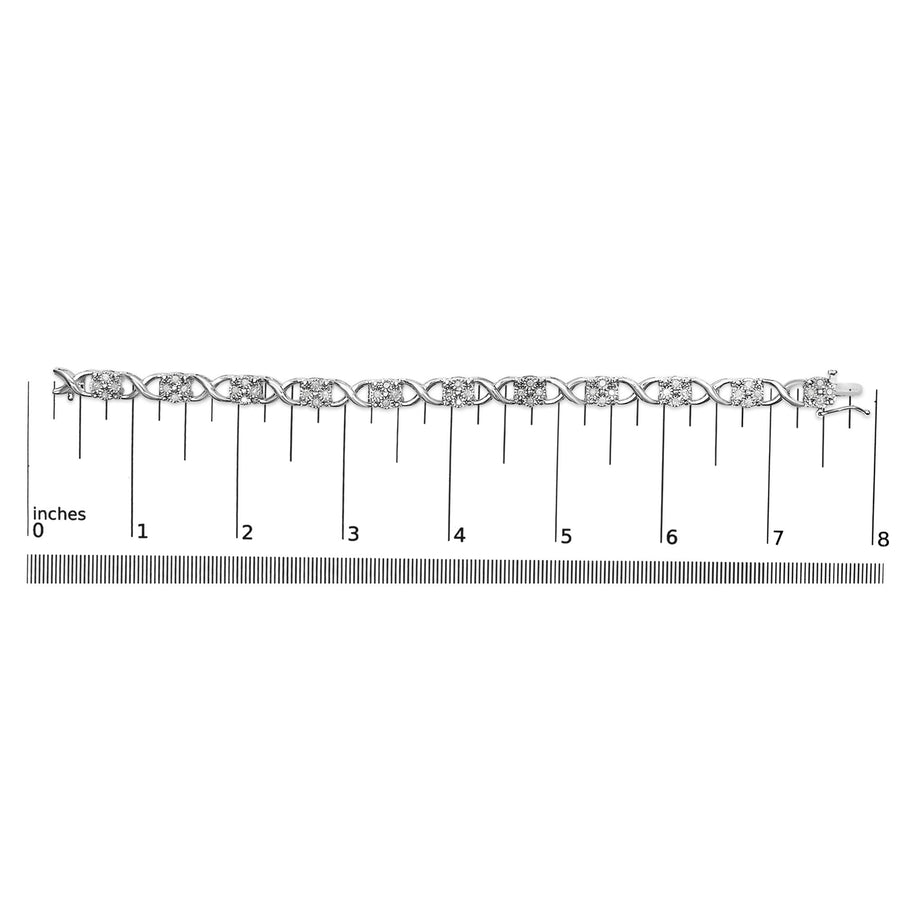 Sterling Silver Rose-Cut Diamond Love Locks Link Bracelet (1.00cttw,I-J color,I3-Promo clarity)-4