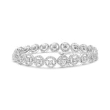 .925 Sterling Silver 1/2 Cttw Diamond Nested Circle Miracle Set Open Wheel 7.25