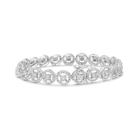 .925 Sterling Silver 1/2 Cttw Diamond Nested Circle Miracle Set Open Wheel 7.25
