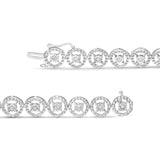 .925 Sterling Silver 1/2 Cttw Diamond Nested Circle Miracle Set Open Wheel 7.25
