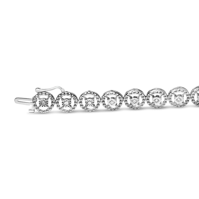 .925 Sterling Silver 1/2 Cttw Diamond Nested Circle Miracle Set Open Wheel 7