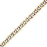 14K Yellow Gold Plated .925 Sterling Silver 2.00 Cttw Miracle Set Diamond Wave Link Bracelet (L-M Color, I2-I3 Clarity) - Size 7.25