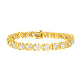 10K yellow gold XOXO bracelet with round diamond pave letters thumbnail 1