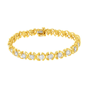 10K Yellow Gold Plated Sterling Silver 2 cttw Diamond 