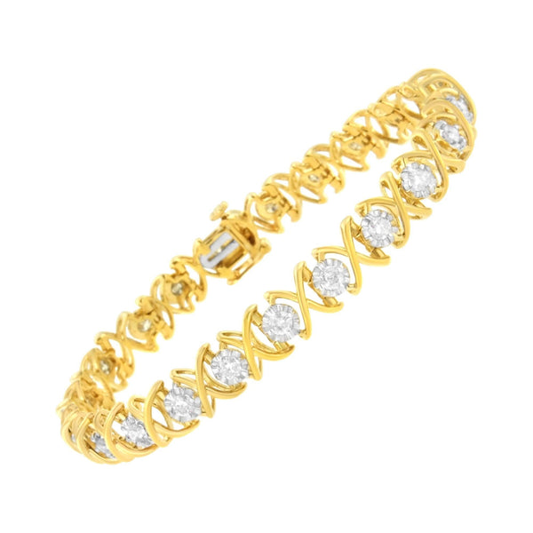 10K Yellow Gold Plated Sterling Silver 2 cttw Diamond 