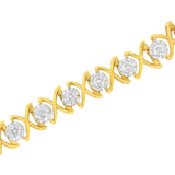 10K Yellow Gold Plated Sterling Silver 2 cttw Diamond 