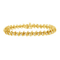 10K yellow gold link bracelet with prong-set round diamond stones
