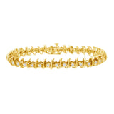 10K yellow gold link bracelet with prong-set round diamond stones thumbnail 1