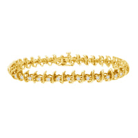 10KT Yellow Gold Plated .925 Sterling Silver 1 cttw Prong-Set Diamond Link Bracelet (J-K, I1-I2) - 7.5