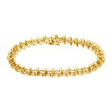 10KT Yellow Gold Plated .925 Sterling Silver 1 cttw Prong-Set Diamond Link Bracelet (J-K, I1-I2) - 7.5