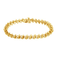 10KT Yellow Gold Plated .925 Sterling Silver 1 cttw Prong-Set Diamond Link Bracelet (J-K, I1-I2) - 7.5