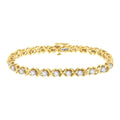10K Yellow Gold Plated Sterling Silver 1 cttw Diamond Link Bracelet (J-K Clarity, I1-I2 Color) - Size 7"-0