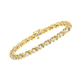 10K Yellow Gold Plated Sterling Silver 1 cttw Diamond Link Bracelet (J-K Clarity, I1-I2 Color) - Size 7