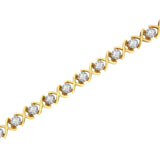 10K Yellow Gold Plated Sterling Silver 1 cttw Diamond Link Bracelet (J-K Clarity, I1-I2 Color) - Size 7