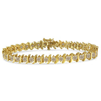 10K Yellow Gold Plated .925 Sterling Silver 7.0 cttw 2-Prong Set Round Brilliant Cut Diamond 