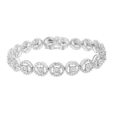 925 sterling silver bracelet with nested circle diamond miracle set open wheels thumbnail 1