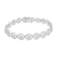 .925 Sterling Silver 1.0 Cttw Diamond Nested Circle Miracle Set Open Wheel 7