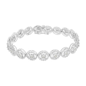 .925 Sterling Silver 1.0 Cttw Diamond Nested Circle Miracle Set Open Wheel 7