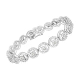 .925 Sterling Silver 1.0 Cttw Diamond Nested Circle Miracle Set Open Wheel 7