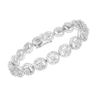 .925 Sterling Silver 1.0 Cttw Diamond Nested Circle Miracle Set Open Wheel 7