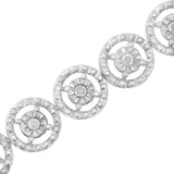 .925 Sterling Silver 1.0 Cttw Diamond Nested Circle Miracle Set Open Wheel 7