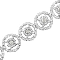 .925 Sterling Silver 1.0 Cttw Diamond Nested Circle Miracle Set Open Wheel 7