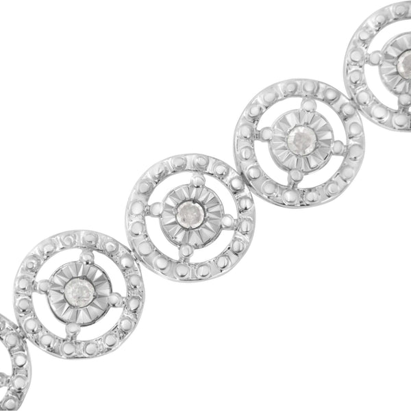 .925 Sterling Silver 1.0 Cttw Diamond Nested Circle Miracle Set Open Wheel 7