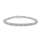.925 Sterling Silver 1.0 Cttw Diamond Square Frame Miracle-Set Tennis Bracelet (I-J Color, I3 Clarity) - 8