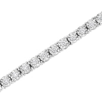 14K White Gold 3.0 Cttw Lab Grown Diamond Illusion-Set Miracle Plate Tennis Bracelet (F-G Color, VS1-VS2 Clarity) - Size 7.25