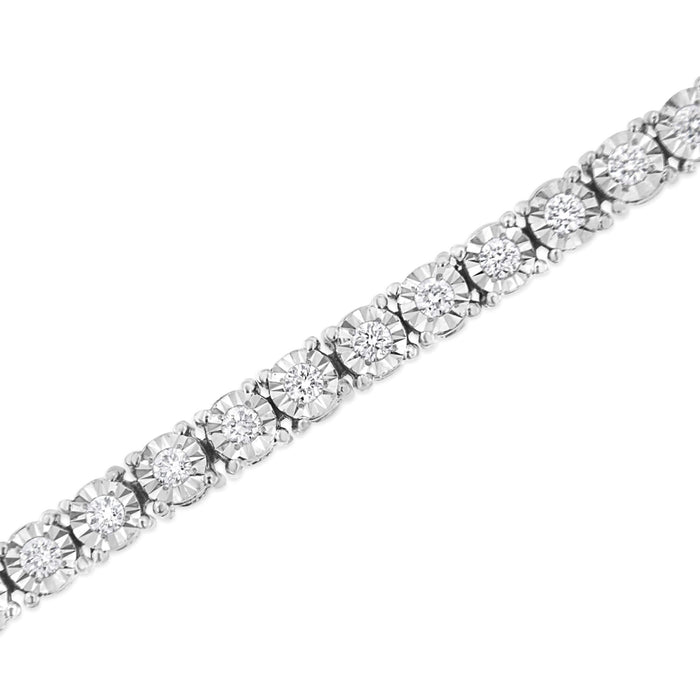 14K White Gold 3.0 Cttw Lab Grown Diamond Illusion-Set Miracle Plate Tennis Bracelet (F-G Color, VS1-VS2 Clarity) - Size 7.25