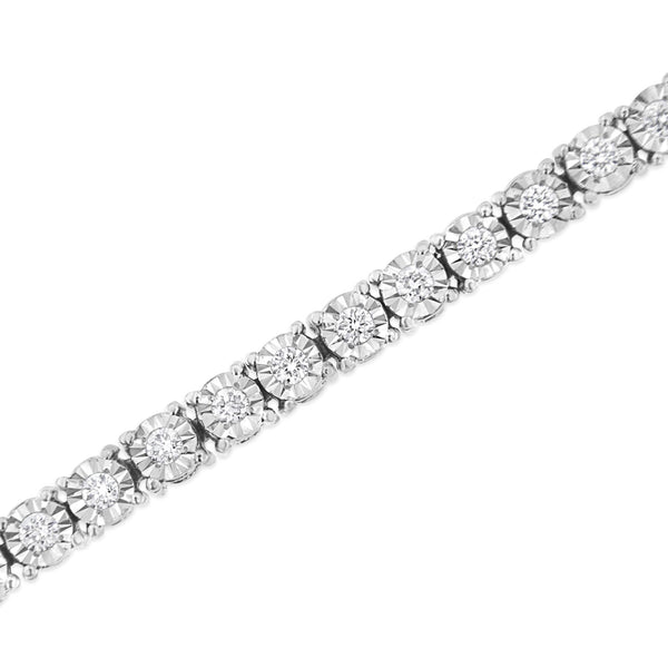 14K White Gold 3.0 Cttw Lab Grown Diamond Illusion-Set Miracle Plate Tennis Bracelet (F-G Color, VS1-VS2 Clarity) - Size 7.25
