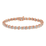 925 sterling silver tennis bracelet with S-curve link miracle-set diamond stones thumbnail 1
