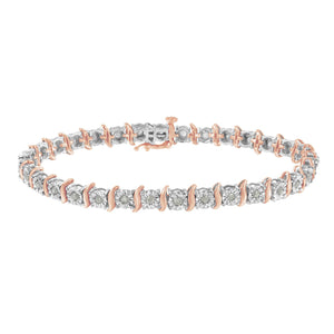 .925 Sterling Silver 1.0 Cttw Diamond S-Curve Link Miracle-Set Tennis Bracelet (I-J Color, I3 Clarity)-1
