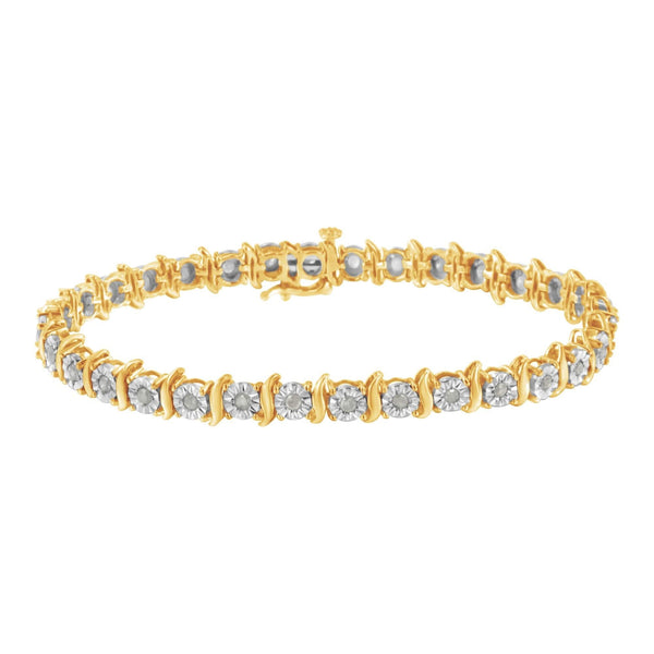 .925 Sterling Silver 1.0 Cttw Diamond S-Curve Link Miracle-Set Tennis Bracelet (I-J Color, I3 Clarity)