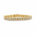 .925 Sterling Silver 1/6 Cttw Round-Cut Diamond Chevron Wave 7.25" Link Bracelet (I-J Color, I3 Clarity)-0