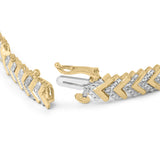 .925 Sterling Silver 1/6 Cttw Round-Cut Diamond Chevron Wave 7.25