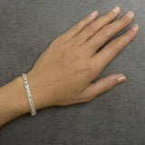 .925 Sterling Silver 1/6 Cttw Round-Cut Diamond Chevron Wave 7.25
