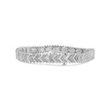 .925 Sterling Silver 1/6 Cttw Round-Cut Diamond Chevron Wave 7.25